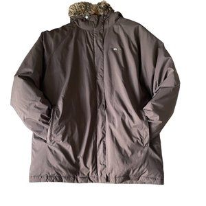 LACOSTE Brown Devanlay jacket w? hood & removable faux fur trim Size 38 (6-8)